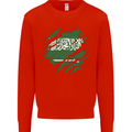 Torn Saudi Arabia Flag Arabian Day Football Kids Sweatshirt Jumper Bright Red
