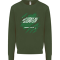 Torn Saudi Arabia Flag Arabian Day Football Kids Sweatshirt Jumper Forest Green
