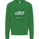 Torn Saudi Arabia Flag Arabian Day Football Kids Sweatshirt Jumper Irish Green
