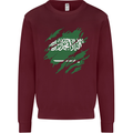 Torn Saudi Arabia Flag Arabian Day Football Kids Sweatshirt Jumper Maroon