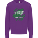 Torn Saudi Arabia Flag Arabian Day Football Kids Sweatshirt Jumper Purple