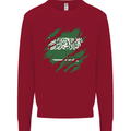 Torn Saudi Arabia Flag Arabian Day Football Kids Sweatshirt Jumper Red