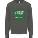 Torn Saudi Arabia Flag Arabian Day Football Kids Sweatshirt Jumper Storm Grey