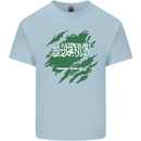 Torn Saudi Arabia Flag Arabian Day Football Kids T-Shirt Childrens Light Blue