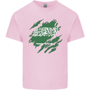 Torn Saudi Arabia Flag Arabian Day Football Kids T-Shirt Childrens Light Pink