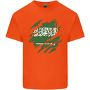 Torn Saudi Arabia Flag Arabian Day Football Kids T-Shirt Childrens Orange