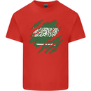 Torn Saudi Arabia Flag Arabian Day Football Kids T-Shirt Childrens Red