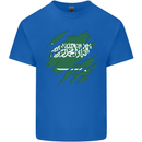 Torn Saudi Arabia Flag Arabian Day Football Kids T-Shirt Childrens Royal Blue