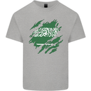 Torn Saudi Arabia Flag Arabian Day Football Kids T-Shirt Childrens Sports Grey