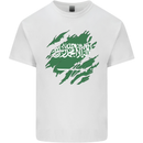 Torn Saudi Arabia Flag Arabian Day Football Kids T-Shirt Childrens White