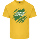 Torn Saudi Arabia Flag Arabian Day Football Kids T-Shirt Childrens Yellow
