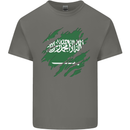 Torn Saudi Arabia Flag Arabian Day Football Mens Cotton T-Shirt Tee Top Charcoal