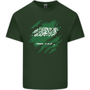 Torn Saudi Arabia Flag Arabian Day Football Mens Cotton T-Shirt Tee Top Forest Green