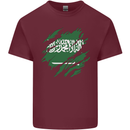 Torn Saudi Arabia Flag Arabian Day Football Mens Cotton T-Shirt Tee Top Maroon