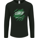 Torn Saudi Arabia Flag Arabian Day Football Mens Long Sleeve T-Shirt Black