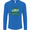 Torn Saudi Arabia Flag Arabian Day Football Mens Long Sleeve T-Shirt Royal Blue