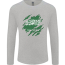 Torn Saudi Arabia Flag Arabian Day Football Mens Long Sleeve T-Shirt Sports Grey