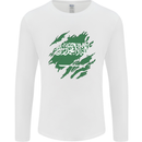 Torn Saudi Arabia Flag Arabian Day Football Mens Long Sleeve T-Shirt White