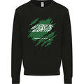 Torn Saudi Arabia Flag Arabian Day Football Mens Sweatshirt Jumper Black