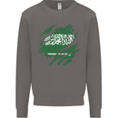 Torn Saudi Arabia Flag Arabian Day Football Mens Sweatshirt Jumper Charcoal