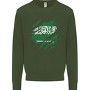 Torn Saudi Arabia Flag Arabian Day Football Mens Sweatshirt Jumper Forest Green