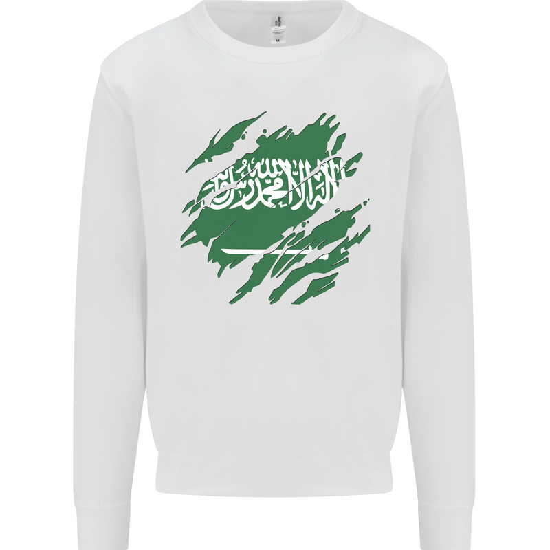 Torn Saudi Arabia Flag Arabian Day Football Mens Sweatshirt Jumper White