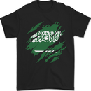 Torn Saudi Arabia Flag Arabian Day Football Mens T-Shirt 100% Cotton Black