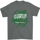 Torn Saudi Arabia Flag Arabian Day Football Mens T-Shirt 100% Cotton Charcoal