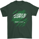 Torn Saudi Arabia Flag Arabian Day Football Mens T-Shirt 100% Cotton Forest Green