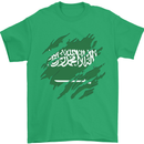 Torn Saudi Arabia Flag Arabian Day Football Mens T-Shirt 100% Cotton Irish Green
