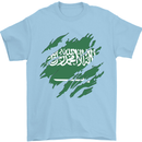 Torn Saudi Arabia Flag Arabian Day Football Mens T-Shirt 100% Cotton Light Blue