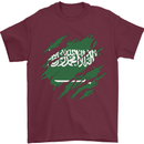 Torn Saudi Arabia Flag Arabian Day Football Mens T-Shirt 100% Cotton Maroon