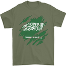 Torn Saudi Arabia Flag Arabian Day Football Mens T-Shirt 100% Cotton Military Green