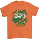 Torn Saudi Arabia Flag Arabian Day Football Mens T-Shirt 100% Cotton Orange