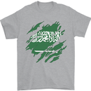 Torn Saudi Arabia Flag Arabian Day Football Mens T-Shirt 100% Cotton Sports Grey