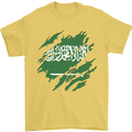 Torn Saudi Arabia Flag Arabian Day Football Mens T-Shirt 100% Cotton Yellow