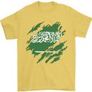Torn Saudi Arabia Flag Arabian Day Football Mens T-Shirt 100% Cotton Yellow