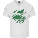 Torn Saudi Arabia Flag Arabian Day Football Mens V-Neck Cotton T-Shirt White