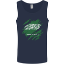 Torn Saudi Arabia Flag Arabian Day Football Mens Vest Tank Top Navy Blue