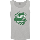 Torn Saudi Arabia Flag Arabian Day Football Mens Vest Tank Top Sports Grey