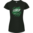 Torn Saudi Arabia Flag Arabian Day Football Womens Petite Cut T-Shirt Black
