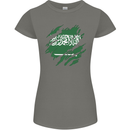Torn Saudi Arabia Flag Arabian Day Football Womens Petite Cut T-Shirt Charcoal