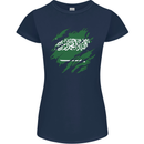 Torn Saudi Arabia Flag Arabian Day Football Womens Petite Cut T-Shirt Navy Blue