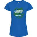 Torn Saudi Arabia Flag Arabian Day Football Womens Petite Cut T-Shirt Royal Blue