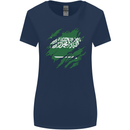 Torn Saudi Arabia Flag Arabian Day Football Womens Wider Cut T-Shirt Navy Blue