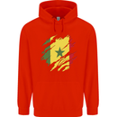 Torn Senegal Flag Senegalese Day Football Childrens Kids Hoodie Bright Red