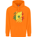 Torn Senegal Flag Senegalese Day Football Childrens Kids Hoodie Orange