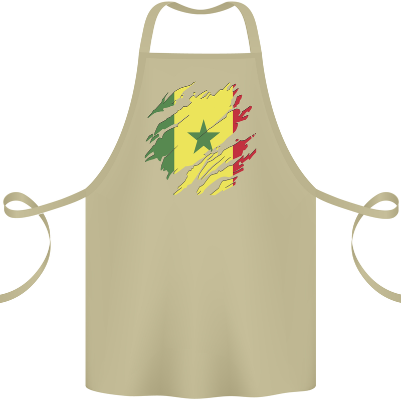 Torn Senegal Flag Senegalese Day Football Cotton Apron 100% Organic Khaki