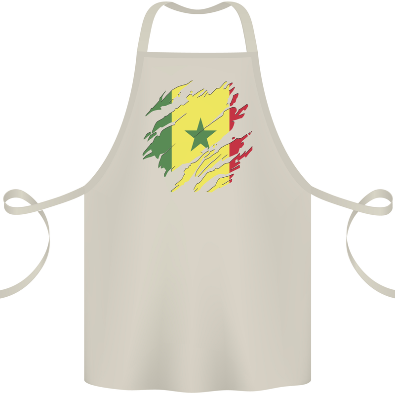 Torn Senegal Flag Senegalese Day Football Cotton Apron 100% Organic Natural
