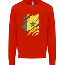 Torn Senegal Flag Senegalese Day Football Kids Sweatshirt Jumper Bright Red